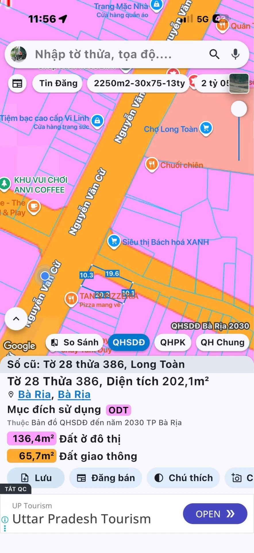 Mặt tiền kinh doanh 206m2 Chợ Long Toàn 9,5 tỷ - Ảnh 1