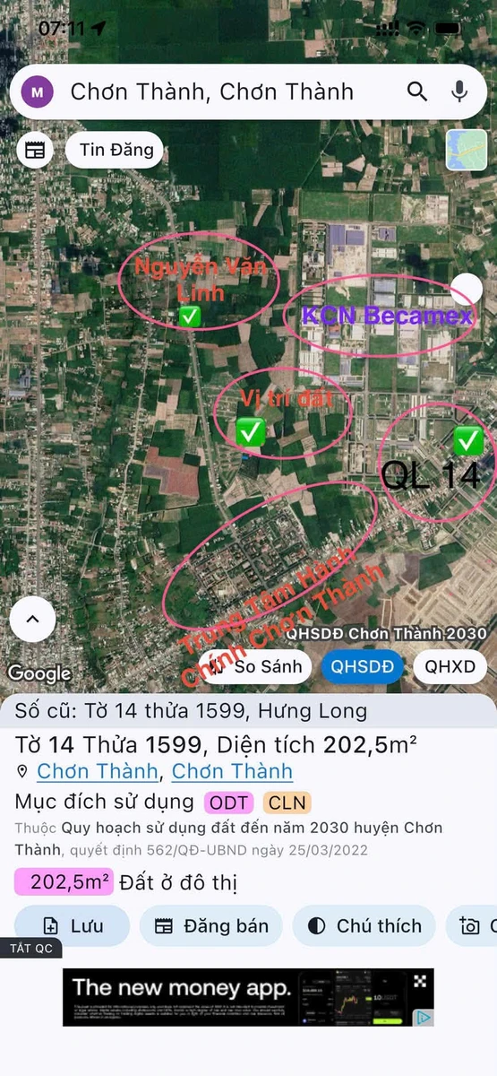 Bán đất Chơn Thành Bình Phước 600 triệu, mặt tiền, sổ hồng - Ảnh thu nhỏ 2