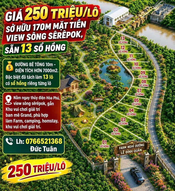 Bán đất nền 550-800m2 sổ hồng mặt tiền, Đắk Lắk