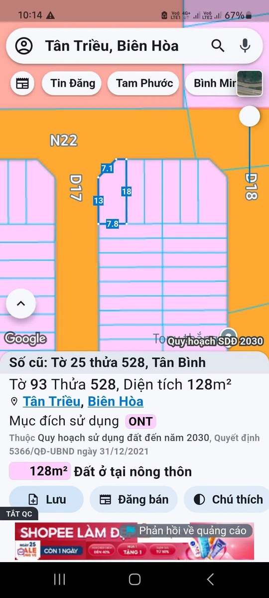 Bán lô góc 2 mặt tiền 128m2 Phường Tân Triều 2 tỷ 399 triệu - Ảnh 1