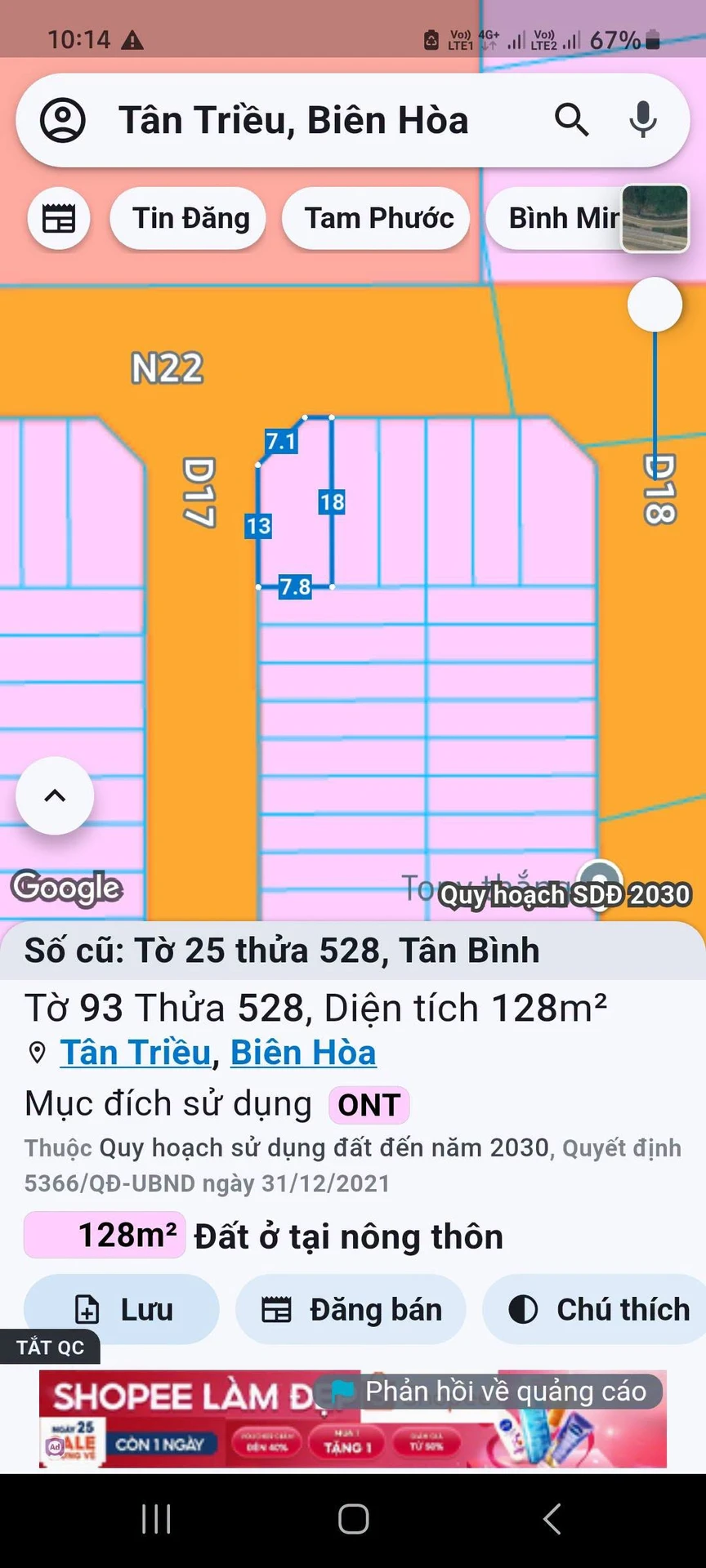 Bán lô góc 2 mặt tiền 128m2 Phường Tân Triều 2 tỷ 399 triệu - Ảnh 1