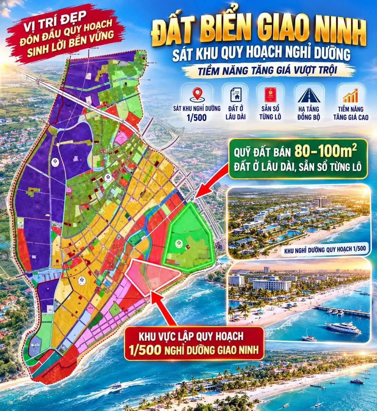 Bán đất biển Quất Lâm 80-100m², 1 tỷ/lô, Ninh Bình - Ảnh 1