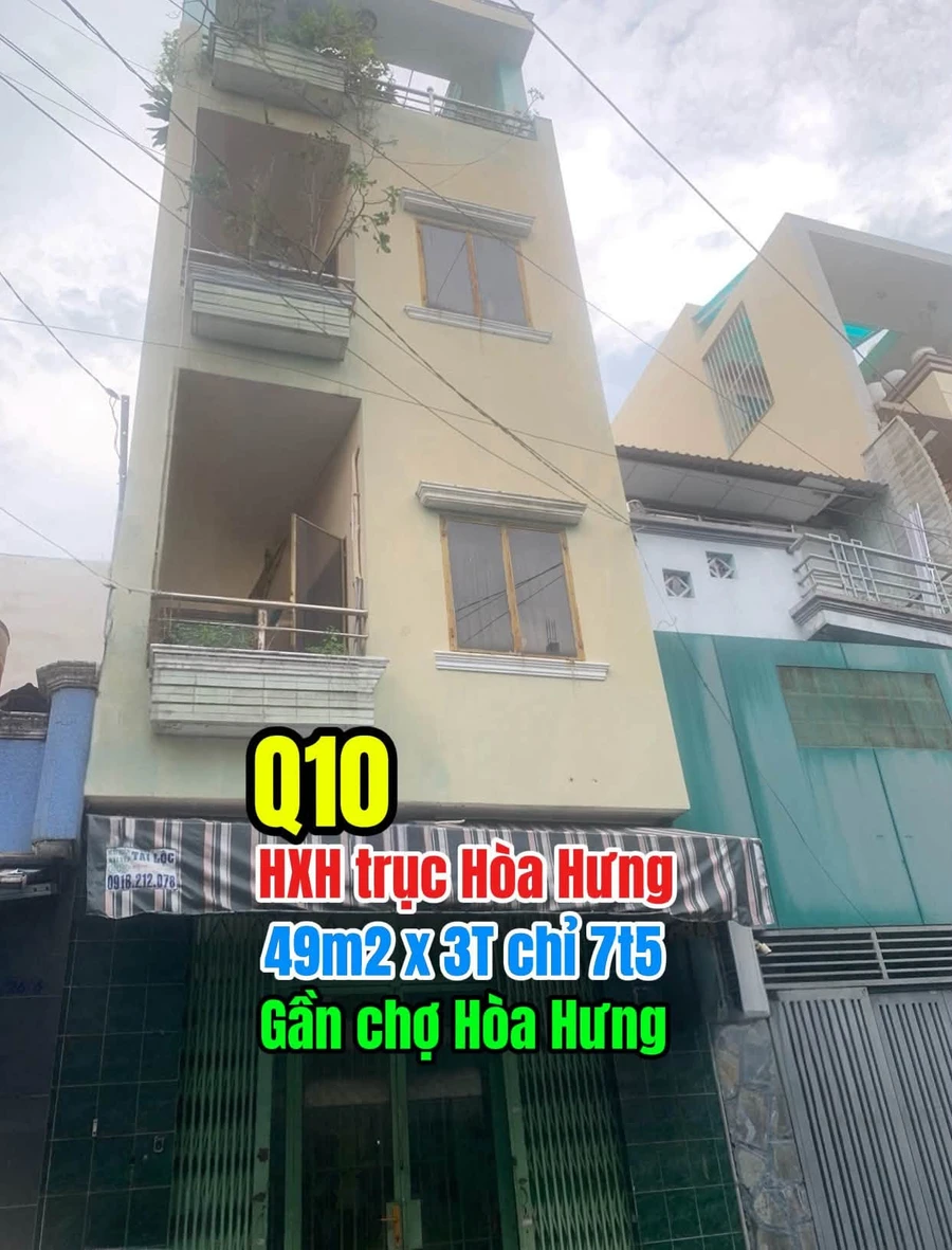 Bán nhà hẻm xe hơi đường Hòa Hưng, Quận 10, 49m2, 3 tầng, giá 7,5 tỷ - Ảnh 1