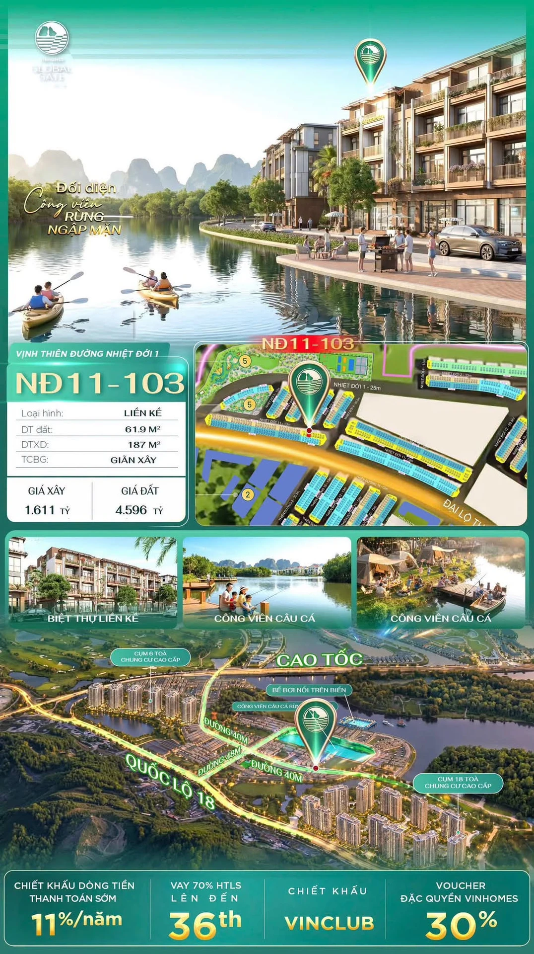 Bán liền kề ven hồ 187m² Vinhomes Global Gate 4,7 tỷ - Ảnh 1