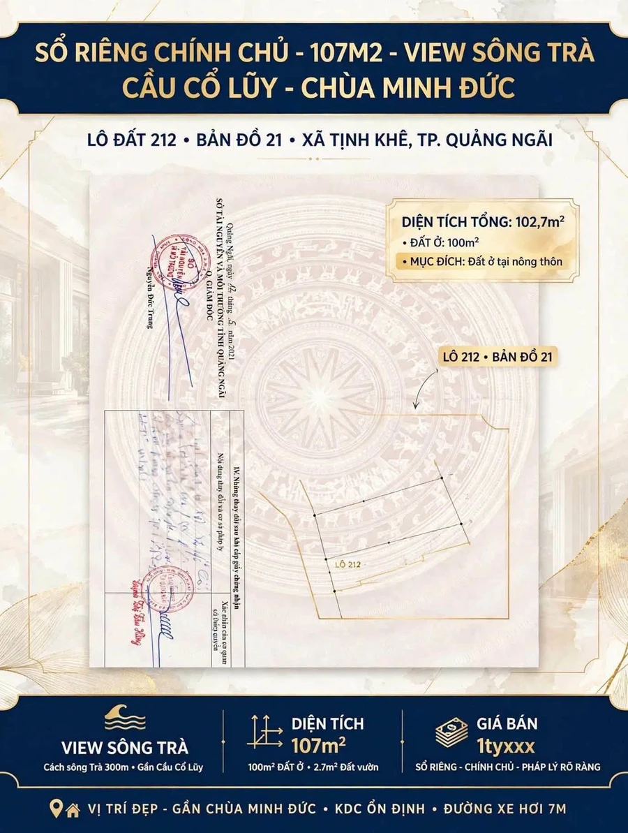 Đất view sông Trà Khúc 107m² - 1 tỷ 890 triệu Quảng Ngãi - Ảnh thu nhỏ 3