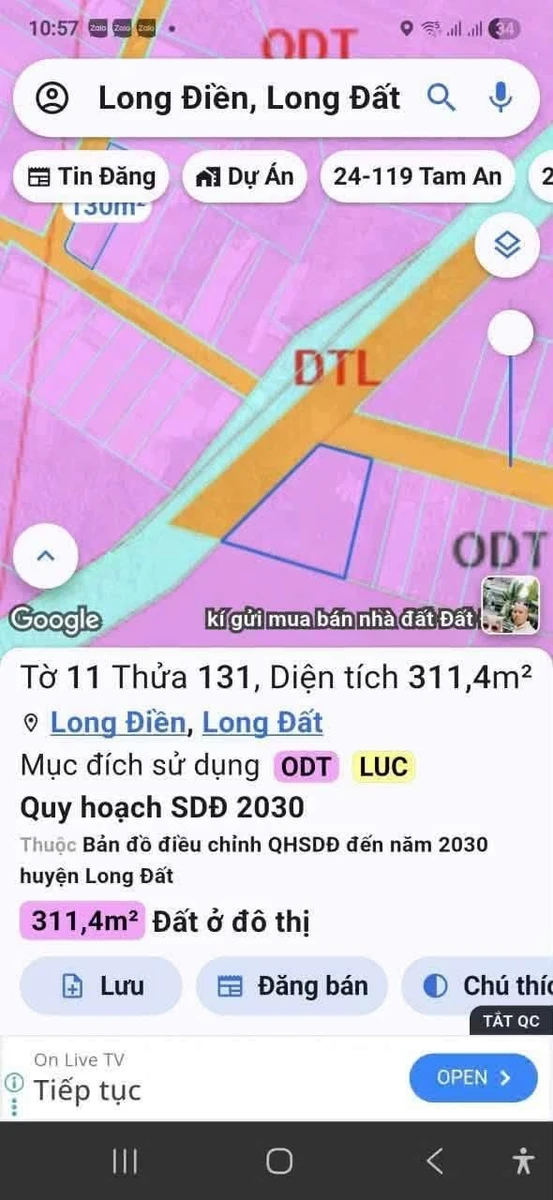 Bán lô đất góc 2 mặt tiền hẻm 25 Trần Chánh Chiếu, Long Toàn, Bà Rịa, hơn 300m2, 2,58 tỷ - Ảnh 1