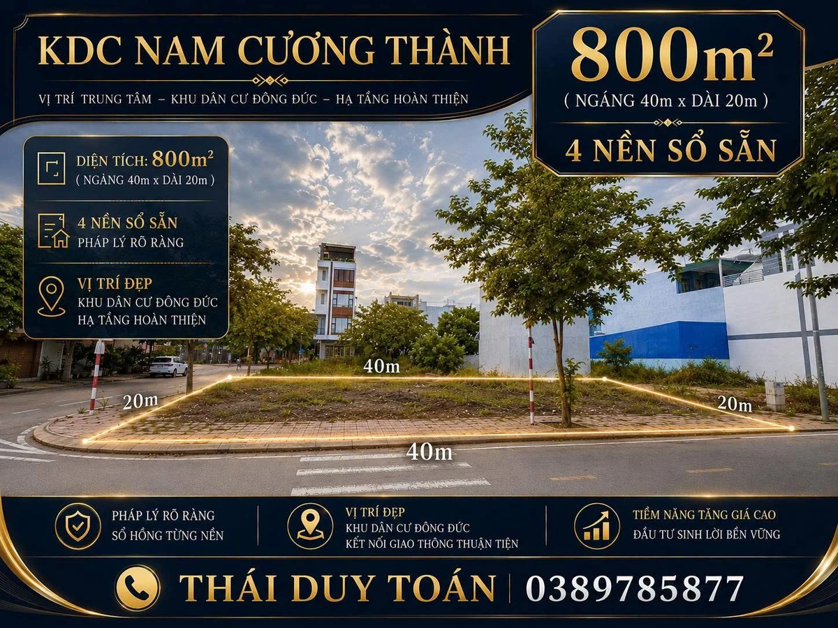 Bán 4 biệt thự KDC Nam Cương Thành Phan Rang 800m² - Ảnh 1