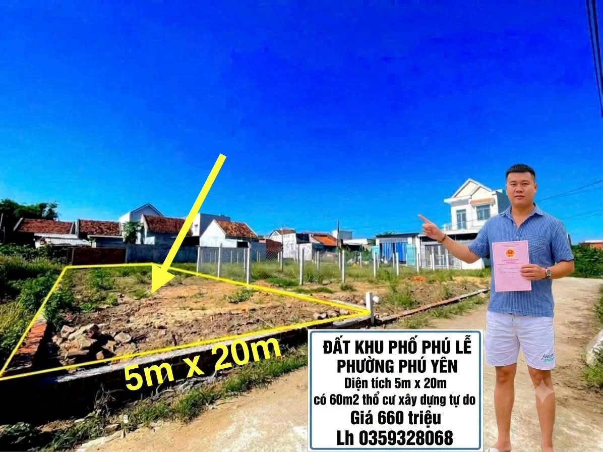 Bán đất khu phố Phú Lễ, Phường Phú Yên, 100m2 - Ảnh 1