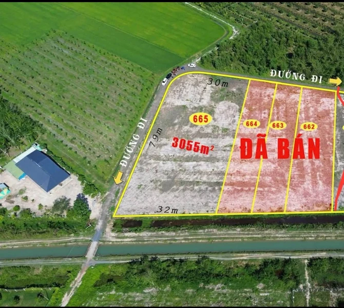 Bán đất 3 mặt tiền 3055m² Trảng Sa Tây Ninh 700tr/công