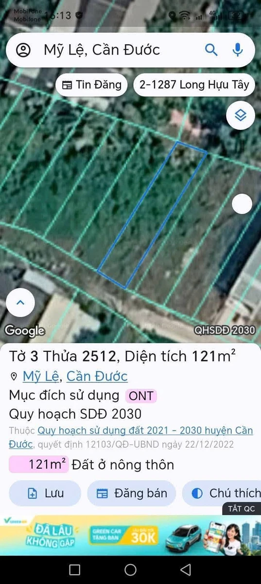 Bán đất thổ cư 120m² sát đường tỉnh 826 Cần Đước - Ảnh thu nhỏ 3