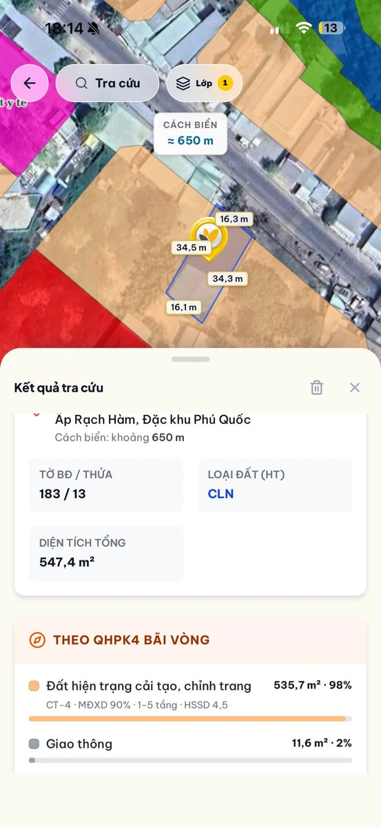 Bán lô đất 547m² gần Hàm Ninh, Phú Quốc, 9 tỷ - Ảnh thu nhỏ 3