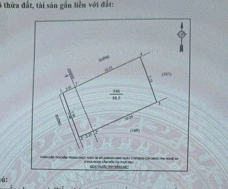 Bán đất Nghi Kim mặt tiền Cao Huy Tuân 88,5m2, 2 tỷ - Ảnh 1