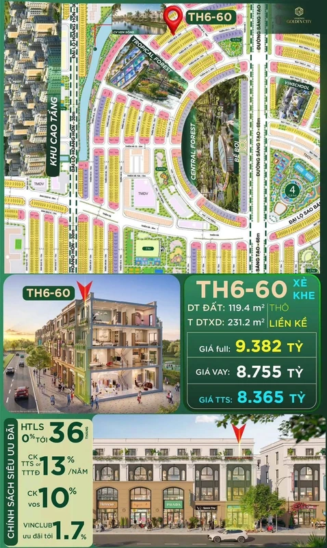 Bán song lập mini 119m² đất, 231m² xây dựng tại Vinhomes Golden City, giá 8,365 tỷ