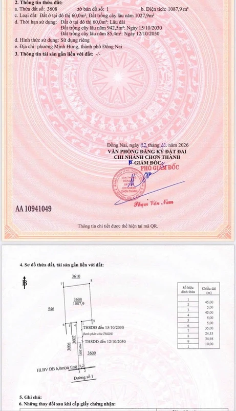 Bán đất sào hơn 1000m2 thổ cư 695 triệu Bình Dương