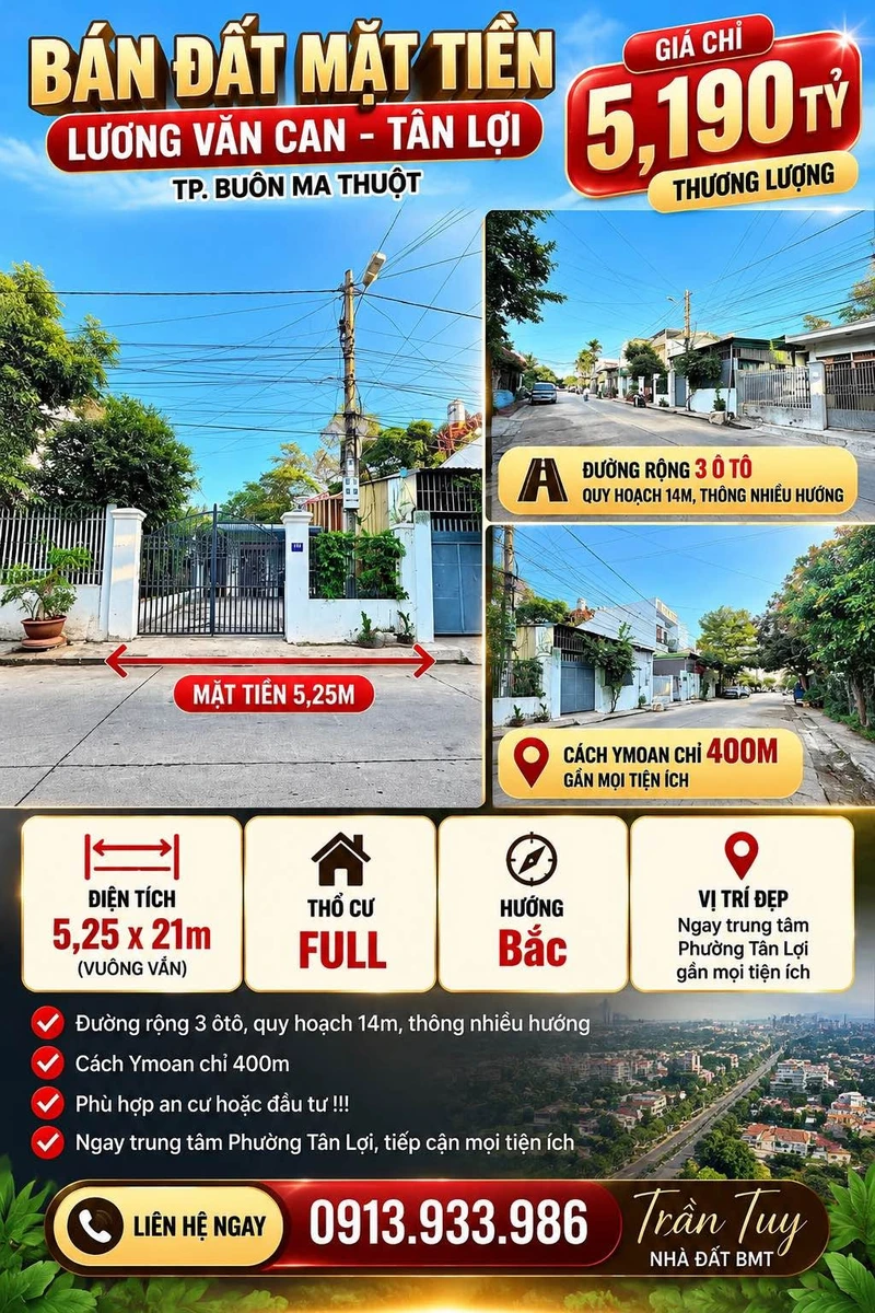 Bán đất mặt tiền Lương Văn Can Tân Lợi Buôn Ma Thuột 4x26m - Ảnh thu nhỏ 2