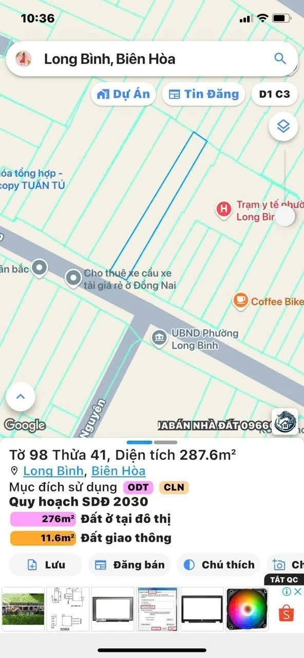 Bán 2 lô đất liền kề Long Bình, Biên Hòa, 575 m², 2 tỷ - Ảnh 1
