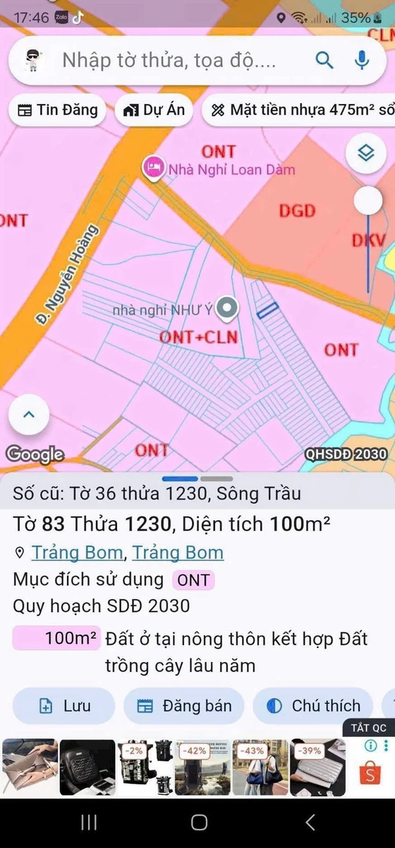 Bán lô đất 100m² Trảng Bom Bình Dương giá 700 triệu - Ảnh 1