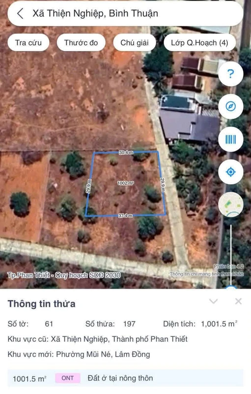 Bán đất Phan Thiết 1.001m² đường 8m hướng Đông