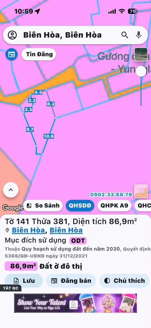 Bán đất thổ cư 88m² Phường Biên Hoà, Đồng Nai, hơn 1 tỷ - Ảnh 1