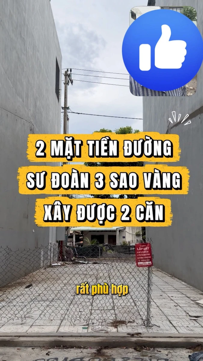 Bán nền đất 2 mặt tiền 80m2 Sư Đoàn 3 Sao Vàng 4 tỷ 250 triệu - Ảnh 1