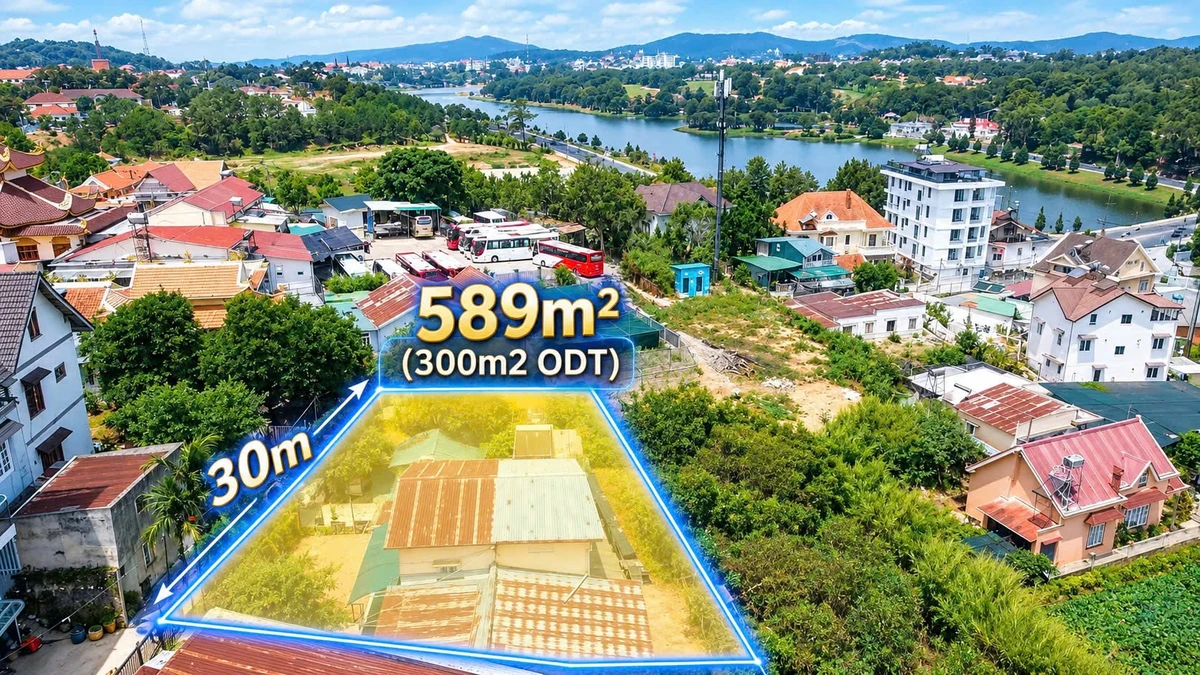 Bán đất 589m² view Hồ Xuân Hương, 35m mặt tiền, 25 tỷ - Ảnh 1