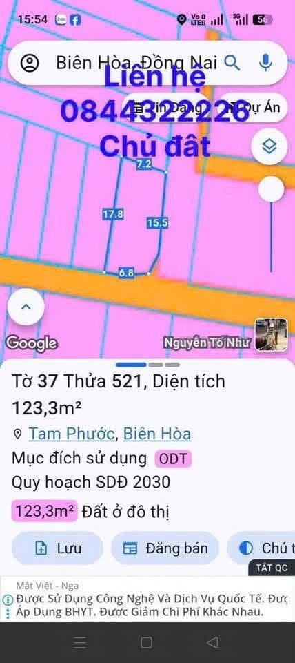 Bán đất Tam Phước, Đồng Nai, 123,3m2, SHR, 2 tỷ - Ảnh thu nhỏ 3