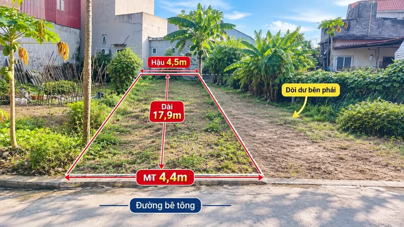 Bán đất 80m² mặt tiền 4,5m Văn Hội Hải Dương 450 triệu