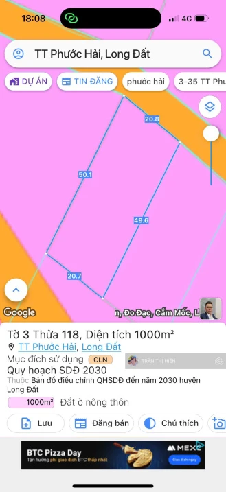 Quá rẻ tách đôi được - xã Phước Hải - 1000m2 - 20x50m gần biển - Ảnh thu nhỏ 4