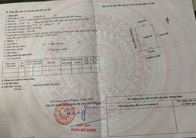 Bán lô đất mặt tiền Khu đô thị Vạn Lộc Hải Phòng 77.92m²