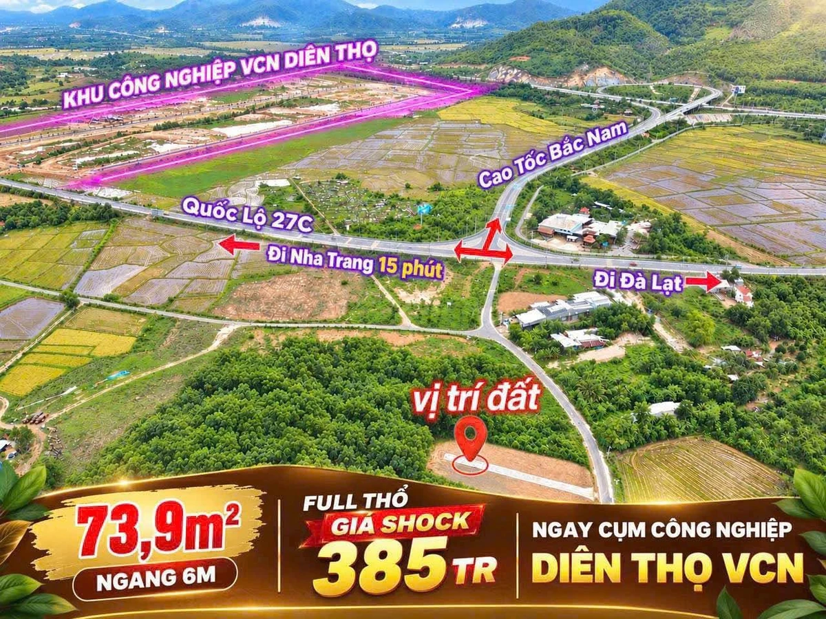 Bán đất nền Diên Thọ 73.6m² 385 triệu full thổ cư - Ảnh thu nhỏ 3