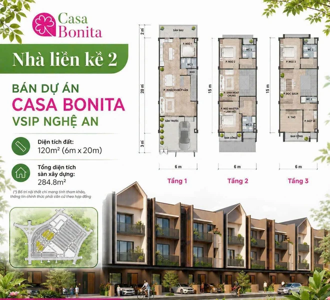 Bán nhà phố 120m² VSIP Nghệ An, 26 triệu/m²
