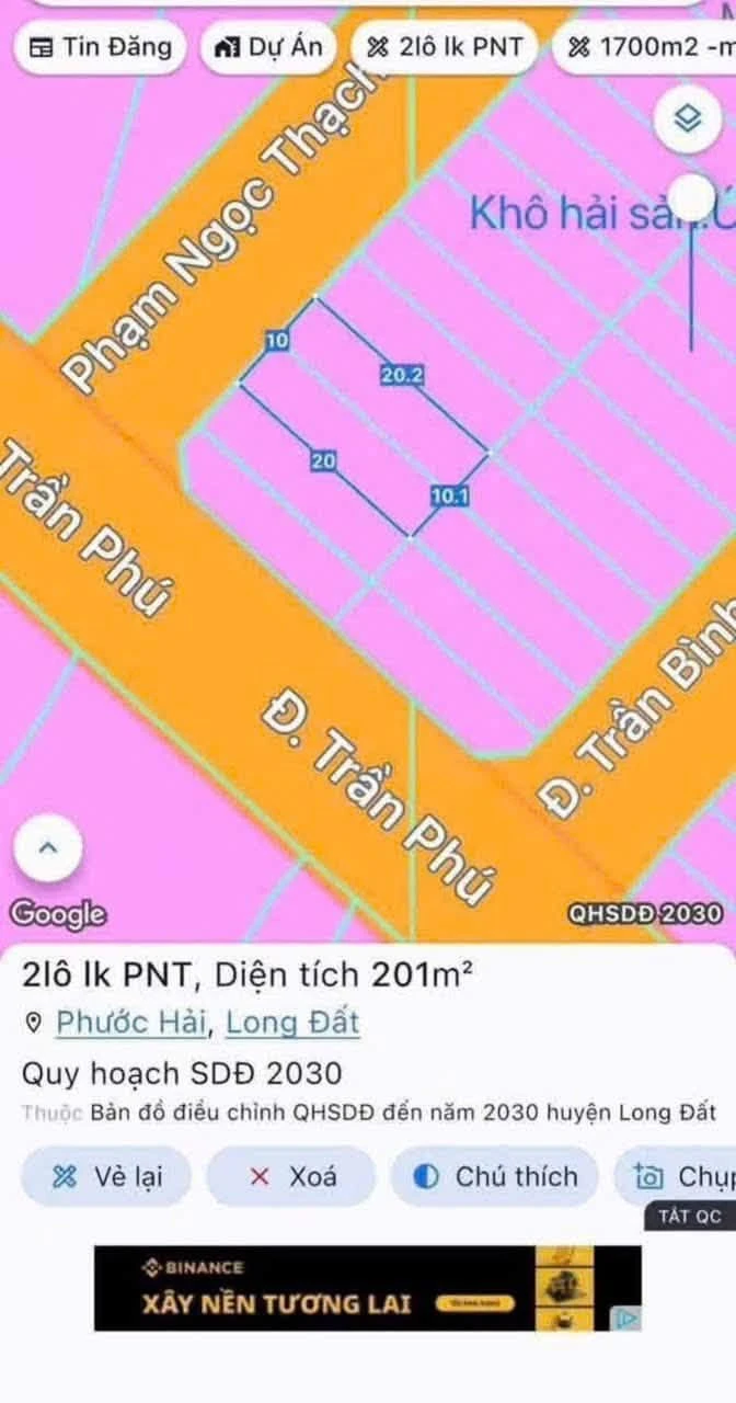 2 lô đất liền kề mặt tiền Phạm Ngọc Thạch Phước Hải 200m² - Ảnh 1
