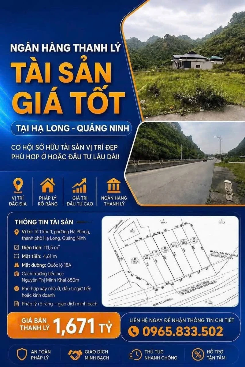 Bán lô đất 111,5m² Hạ Long Quảng Ninh gần QL 18A - Ảnh 1