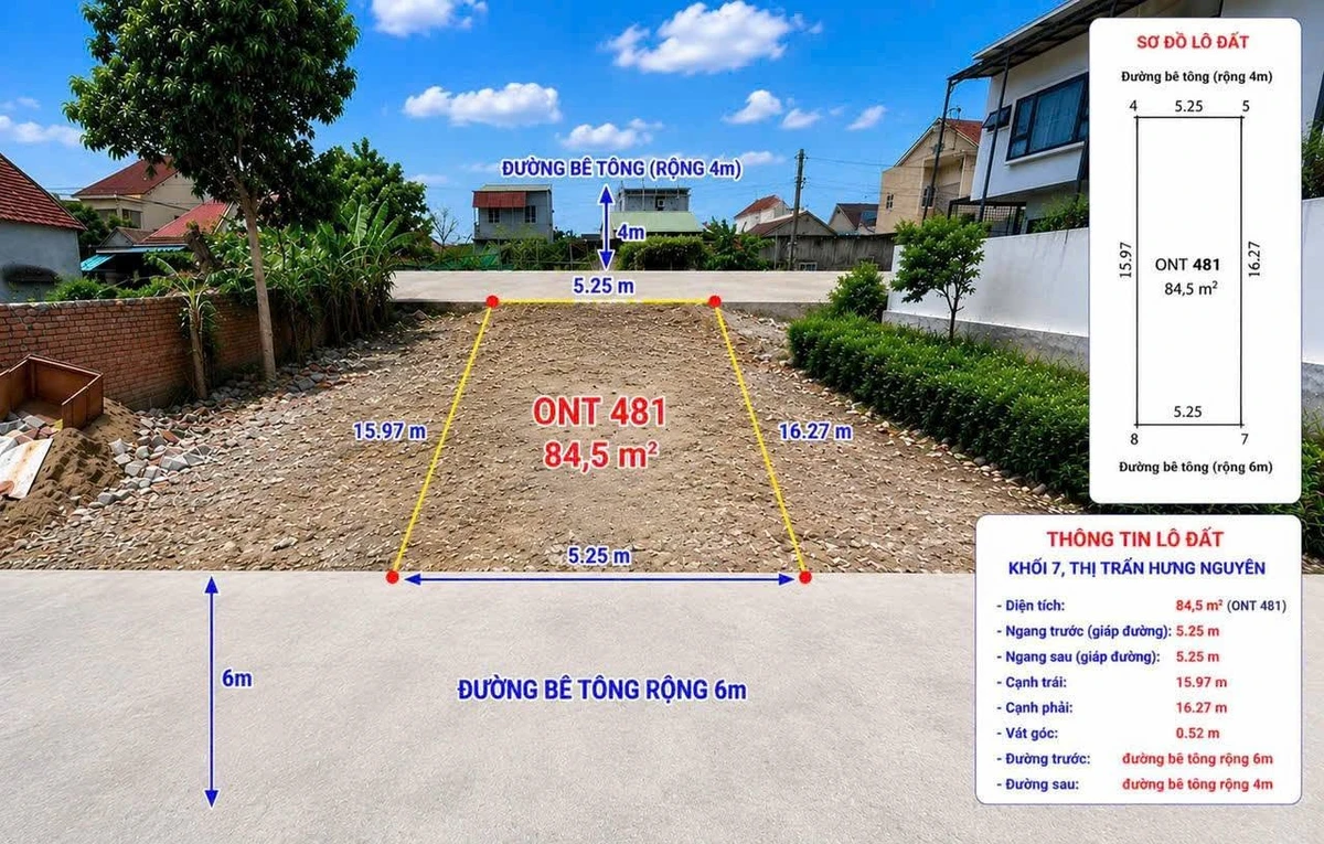 Bán lô đất 2 mặt tiền 84,5m² sát KCN VSIP Nghệ An - Ảnh 1