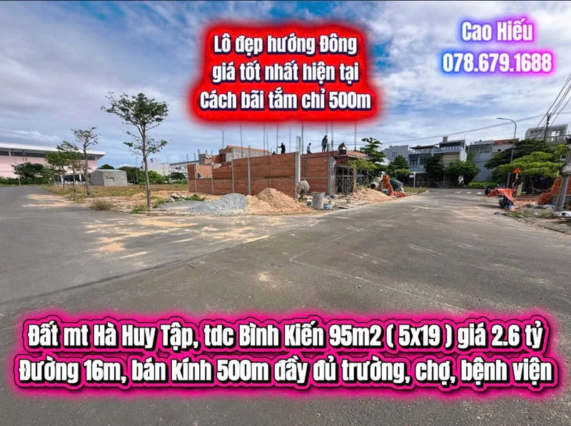 Bán đất mặt tiền Hà Huy Tập 95m2, Phú Yên 2.6 tỷ