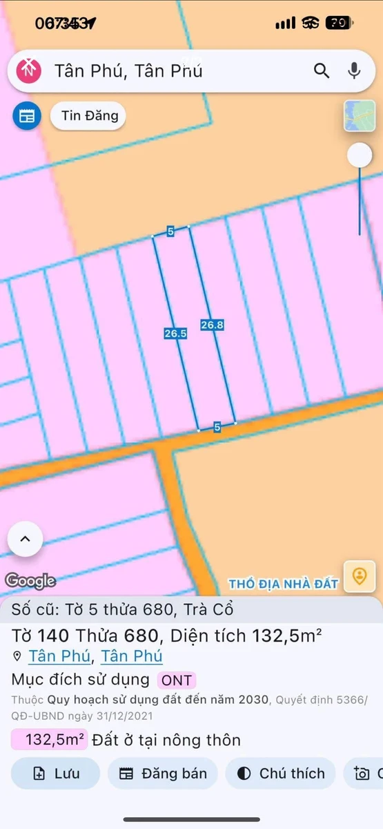 Bán nền 130m² Trà Cổ, Tân Phú, 599 triệu - Ảnh thu nhỏ 2