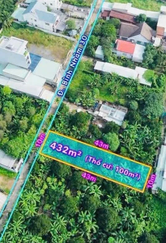 Bán đất thổ cư 100m2 ngang 10m đường Bình Nhâm 30, Thuận An, giá 7,2 tỷ - Ảnh 1