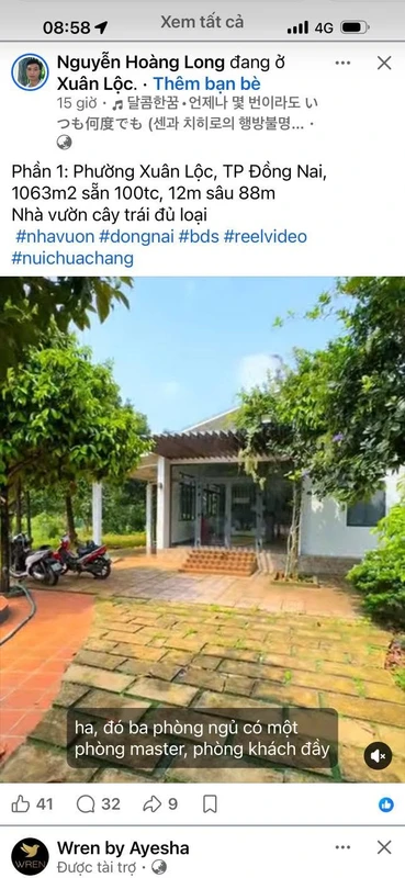 Bán nhà vườn 2335m2 với hồ bơi, Đồng Nai