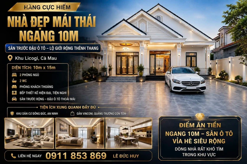 Bán nhà mái thái 2PN 150m² khu Licogi Cà Mau