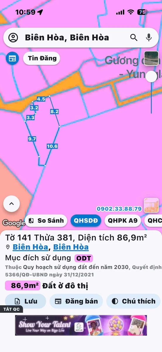 Bán đất thổ cư 86.9m2 Biên Hoà chỉ trên 1 tỷ - Ảnh thu nhỏ 3