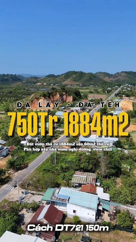 Bán đất vườn 1.884m² Đạ Lây, Lâm Đồng, 750 triệu