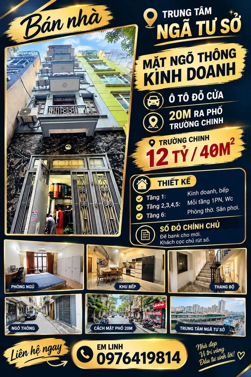 Bán nhà 6 tầng 40m2 ngõ 522 Trường Chinh, Ngã Tư Sở, Hà Nội giá 12 tỷ - Ảnh 1