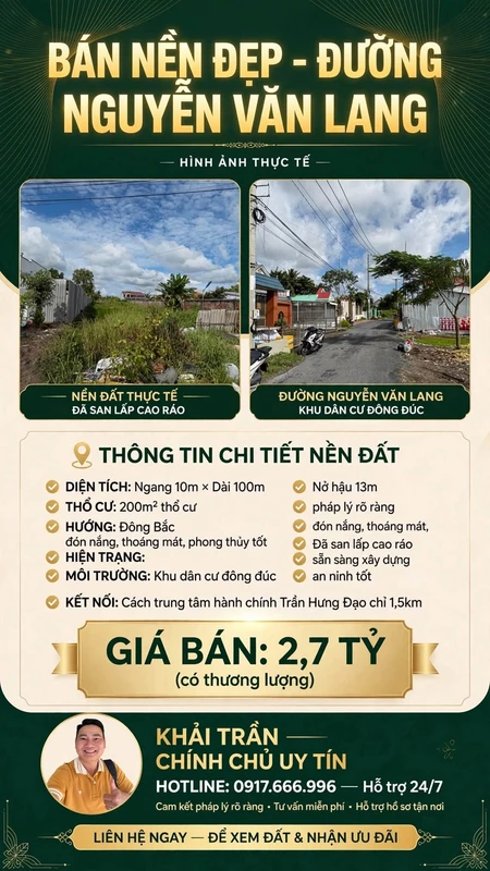 Bán nền đất 1300m² đường Nguyễn Văn Làng, Bình Dương