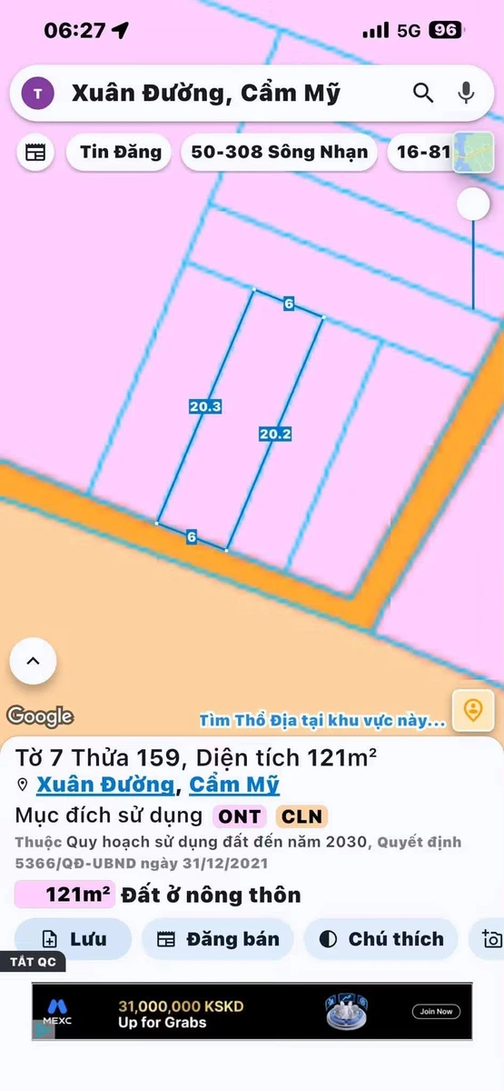 Bán nền thổ cư Xuân Đường 120m², gần sân bay Long Thành 1 tỷ - Ảnh thu nhỏ 3