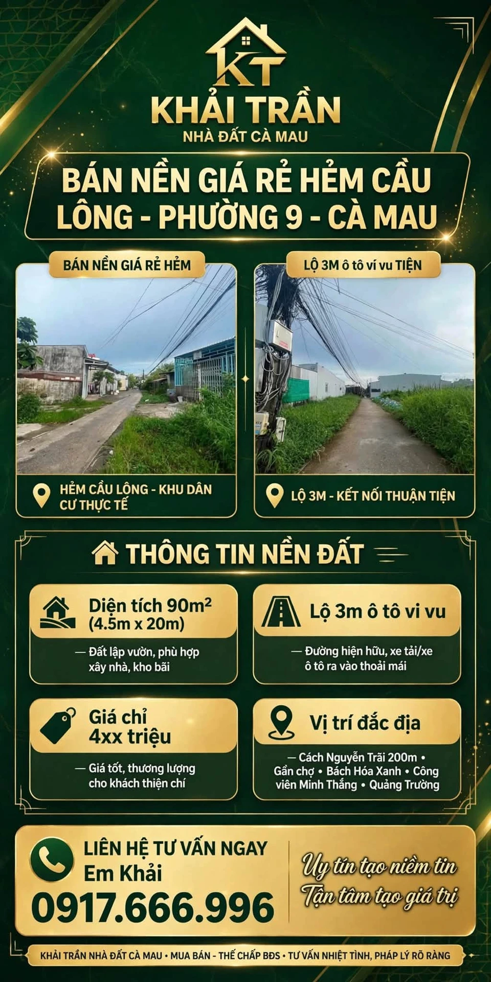Bán nền 90m2 Hẻm Cầu Lông Phường 9 Củ Chi - Ảnh 1