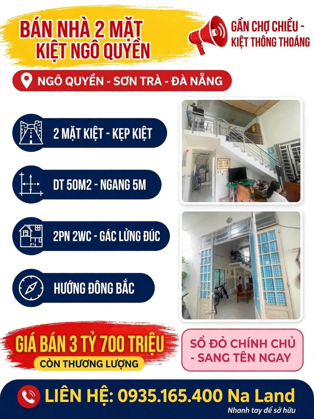 Bán nhà 2 mặt kiệt Ngô Quyền, 2PN, 50m², Sơn Trà - Ảnh 1