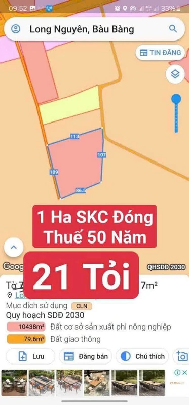 Bán đất SKC 10.500m2 sản xuất, Bàu Bàng, Bình Dương