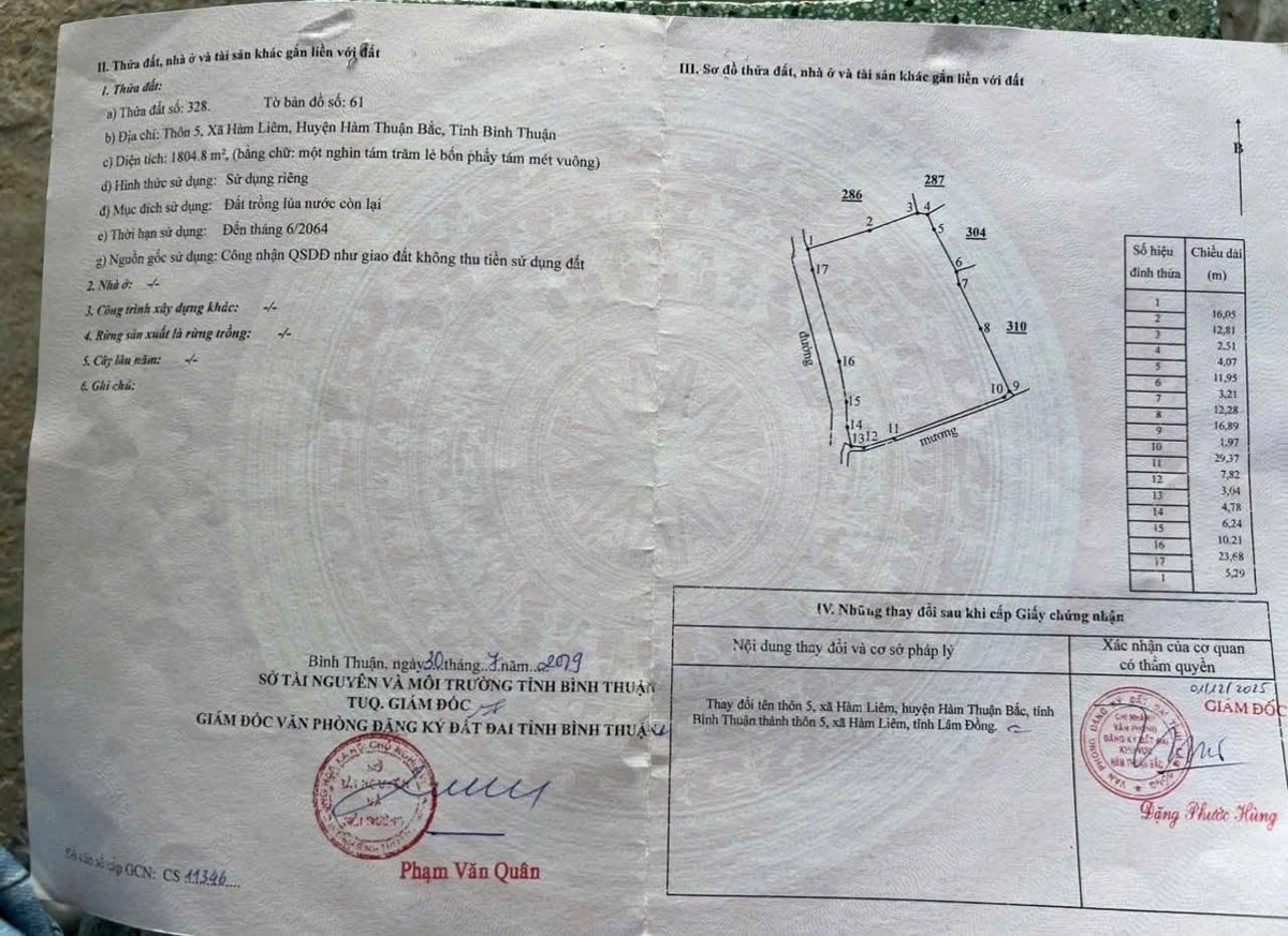 Bán đất 1800m2 Kênh N29 Hàm Liêm, Bình Thuận 600 triệu - Ảnh thu nhỏ 4