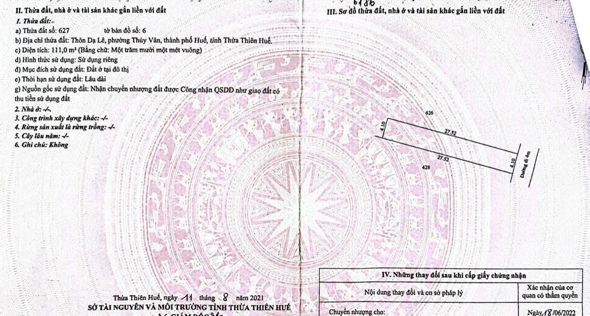 Bán đất mặt tiền Dạ Lê Chánh, Huế, 111m2, giá 1,5 tỷ - Ảnh thu nhỏ 2