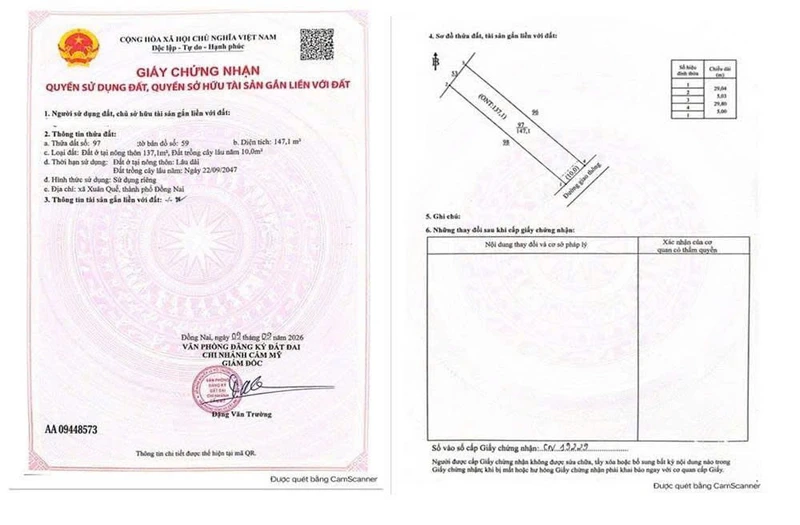 Bán lô đất thổ cư 147m² gần KCN Xuân Quế 550 triệu